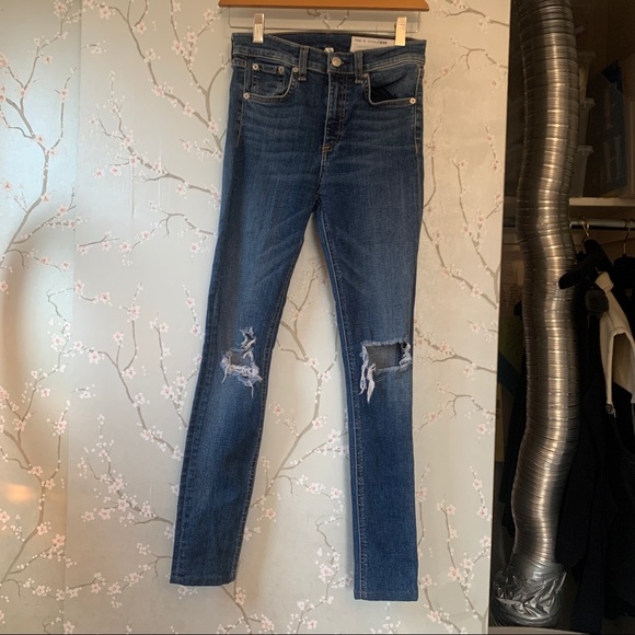 Rag & Bone High Rise Skinny Jeans Frayed in Bonnie - Picture 6 of 16